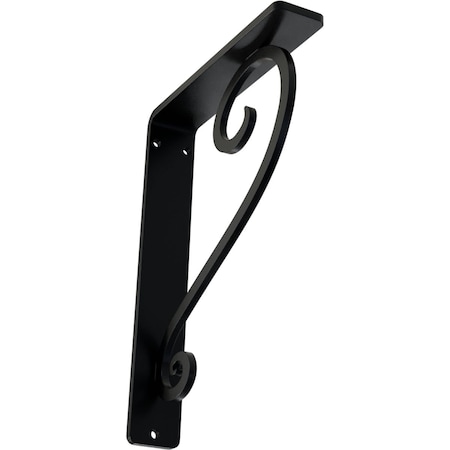 Ekena Millwork Edwards Wrought Iron Bracket, (Single center brace), Powder Coated Black 1 1/2"W x 5 1/2"D x 8"H BKTM01X05X08SED